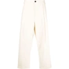 Studio Nicholson Deep Pleat Volume Pant Cream Cotton Volume Pant With Front Pleat - Sorte In Neutrals