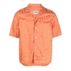 Sunnei Monogram-jacquard Cuban-collar Shirt In Orange