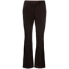 Theory Flared Leather Trousers In Brown