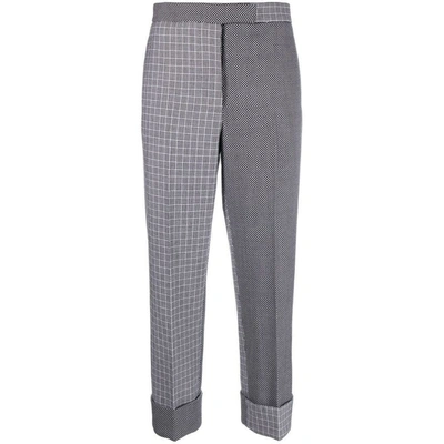 Thom Browne Classic Check Trousers In White/black