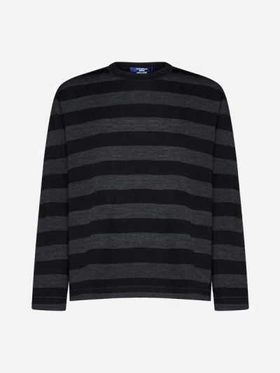 Junya Watanabe Striped Crew-neck Sweatshirt In Black