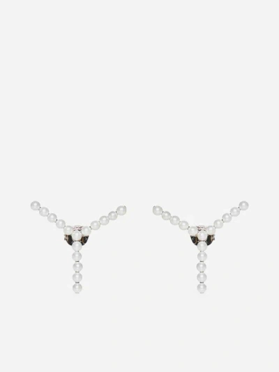 Y/project Earrings In Silver,white