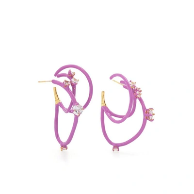 Panconesi Crystal-embellished Hoop Earrings In Pink