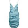 Paris Georgia Gathered-detail Spaghetti-strap Dress In Blue