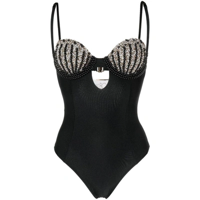 Patbo Beaded Shell Swimsuit In Black