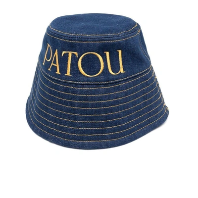 Magda Butrym Embroidered-logo Denim Bucket Hat In Blue