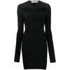 Philosophy Di Lorenzo Serafini Mini Black Ribbed Dress With Cut-out Details At The Front In Viscose Blend In Black
