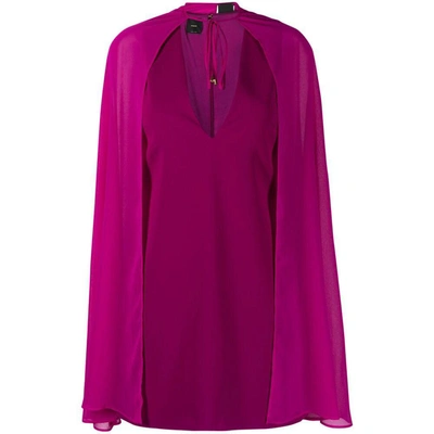 Pinko Semi-sheer Cape Mini Dress In Purple