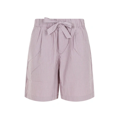 Birkenstock 1774 X Tekla Shorts With Pleat Pants In Mauve Stripes