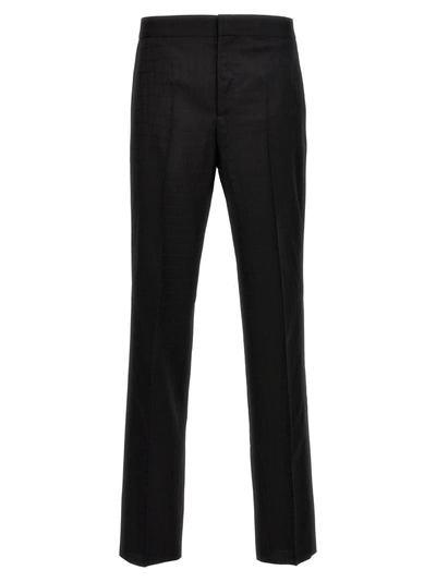 Versace Crocodile Jacquard Straight Leg Virgin Wool Tuxedo Pants In Black