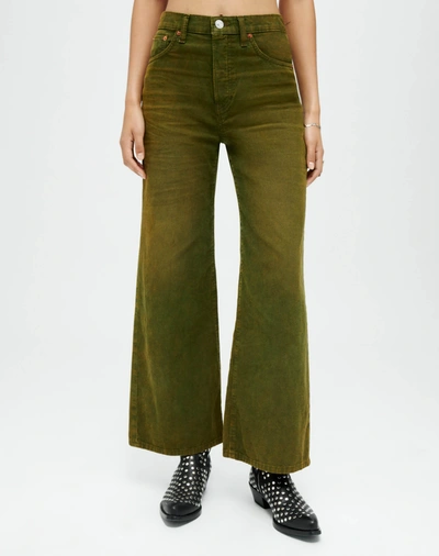 Re/done Corduroy High Rise Wide Leg Crop In 28