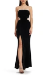 DRESS THE POPULATION ARIANA CUTOUT STRAPLESS STRETCH VELVET GOWN