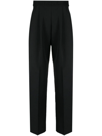 Ermanno Firenze Logo Embroidered Waistband Trousers In Black