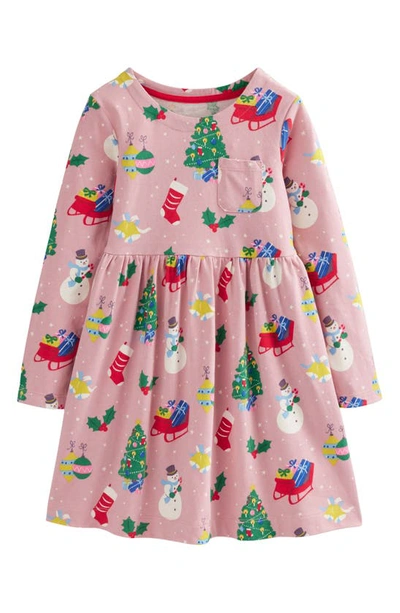 Mini Boden Kids' Long Sleeve Fun Jersey Dress Almond Pink Festive Girls  Boden | ModeSens