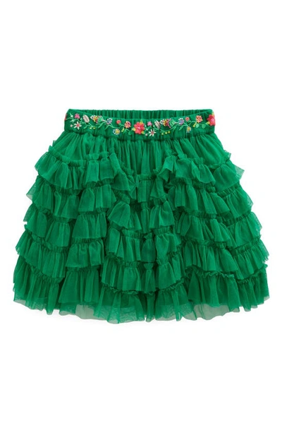 Mini Boden Kids' Ruffle Tulle Midi Skirt Veridian Green Girls Boden