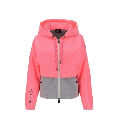 Moncler Day-namic Mixed Media Hooded Jacket In Pink