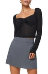 Princess Polly Tari Long Sleeve Pointelle Top In Black