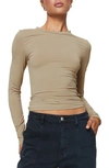 Princess Polly Arnim Long Sleeve Knit Top In Latte