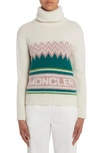 Moncler Dolcevita Intarsia Wool Turtleneck Sweater In White