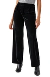 Sanctuary Faye Velvet Pleated Wide Leg Pants In Black