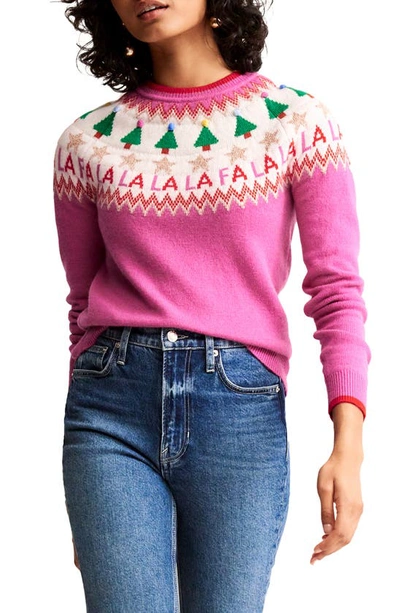 Womens Pink Fairisle Jumper Joules Women's Charlotte Pink Crew