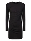 Dsquared2 Ruched Long Sleeve Mini Dress In Black