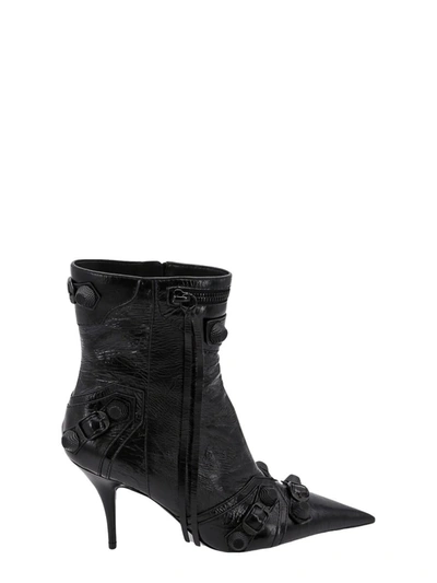 Balenciaga Cagole 90 Studded Leather Ankle Boots In Black
