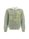 Bluemarble Logo-embroidered Virgin Wool-blend Jumper In Beige/green