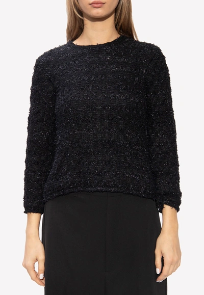 Balenciaga Tweed Buttoned Back-to-front Top In Black