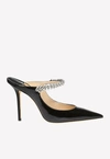Jimmy Choo Bing 100 Crystal-embellished Patent-leather Mules In Black