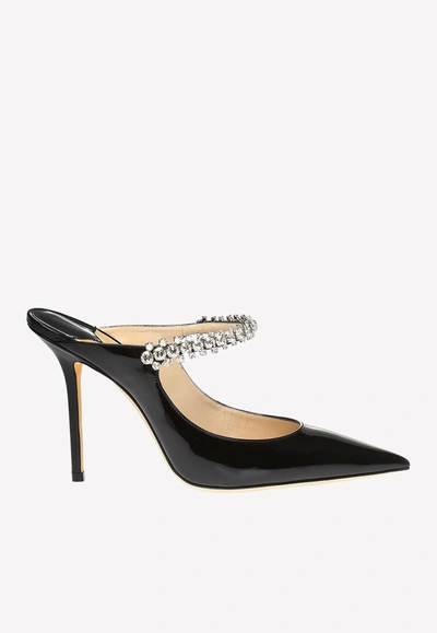 Jimmy Choo Bing 100 Crystal-embellished Mules In Black