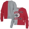 Pressbox Women's  Heather Gray Wisconsin Badgers Half And Half Raglan Pullover Sweatshirt In Heather Gray