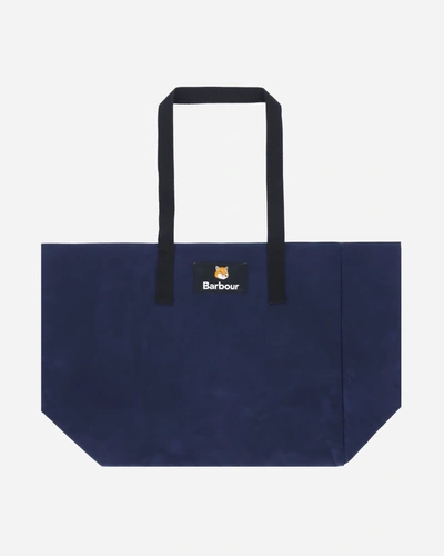 Barbour Maison Kitsune Reversible Tote Bag Dark Navy In Blue