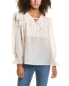 70/21 Tie Neck Blouse In Beige