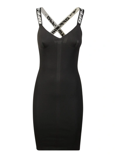Off-white V-neck Midi Dresses Black