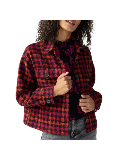 Sanctuary Womens Wool Blend Checkered Shirt Jacket In Red