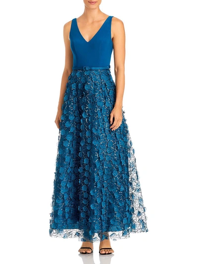 Eliza J Womens Mesh Sleeveless Evening Dress In Blue