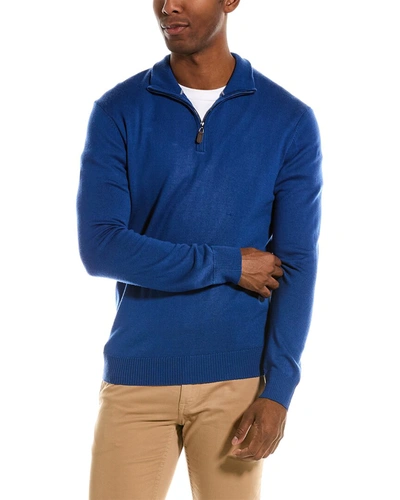 Quincy Wool 1/4-zip Mock Sweater In Blue
