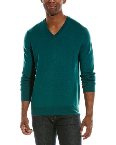 Quincy Wool V-neck Sweater In Green