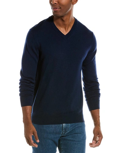 Quincy Wool V-neck Sweater In Blue