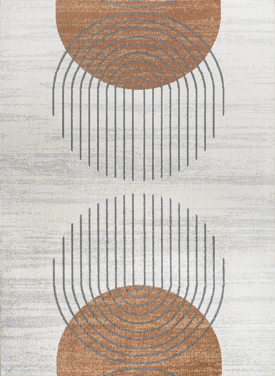 JONATHAN Y KALLAX GEOMETRIC MODERN LOW-PILE MACHINE-WASHABLE CREAM/TERRA 8 FT. X 10 FT. AREA RUG