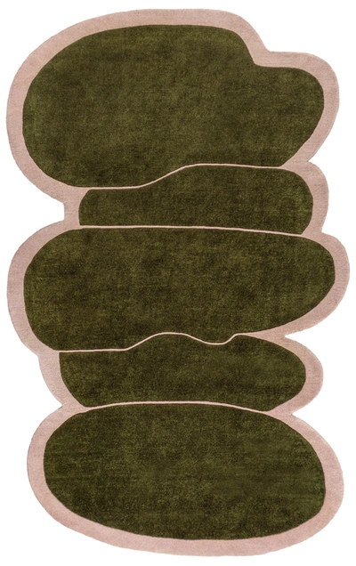 Jonathan Y Whimsical Modern Border Geometric Handwoven Wool Green/pink 5 Ft. X 8 Ft. Area Rug