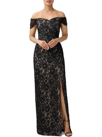 Aidan Mattox Womens Off The Shoulder Special Occasion Evening Dress In Black