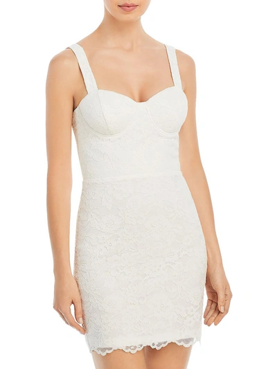 Aqua Womens Lace Short Mini Dress In White
