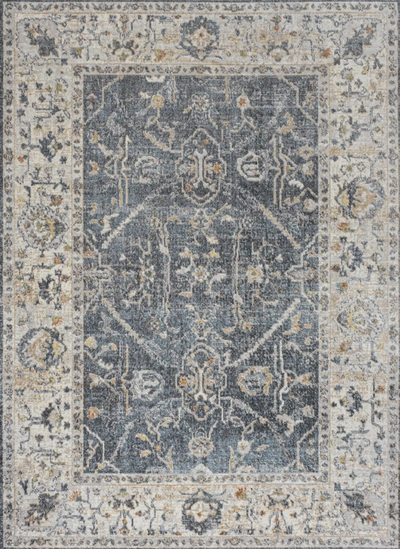 Jonathan Y Brandy Rustic Border Low-pile Machine-washable Light Gray/blue Area Rug