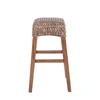Jonathan Y Maui 29.5" Rustic Bohemian Hyacinth/wood Backless Bar Stool, Brown Wash Woven Seat With Natural Wood