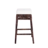 Jonathan Y Bali 25.5" Bohemian Basics Rattan Backless Counter Stool, White Cushion With Dark Brown Woven Frame