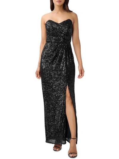 Aidan Mattox Womens Embellished Strapless Evening Dress In Black