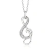 Ross-simons Diamond Treble Clef Pendant Necklace In Sterling Silver. 18 Inches In Multi