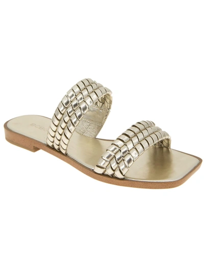 Bcbgeneration Lara Womens Faux Leather Braided Slide Sandals In Gold